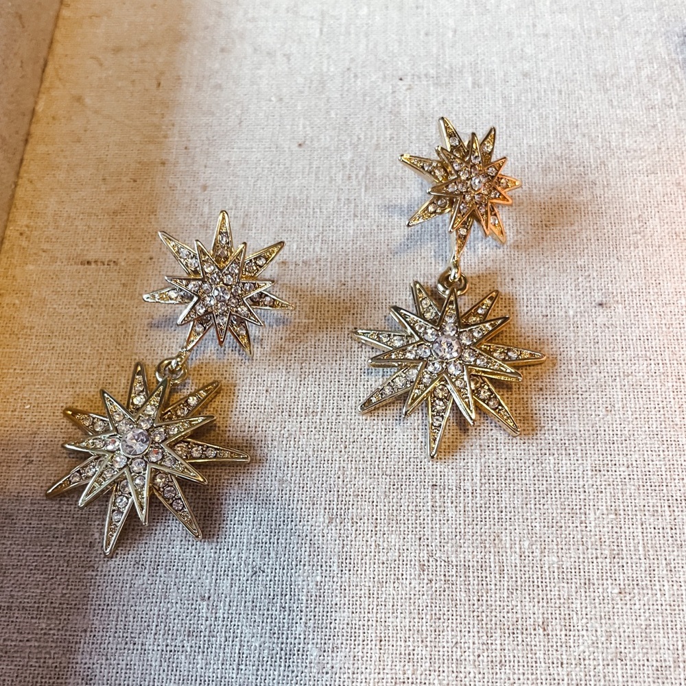 Silver and gold starburst earrings